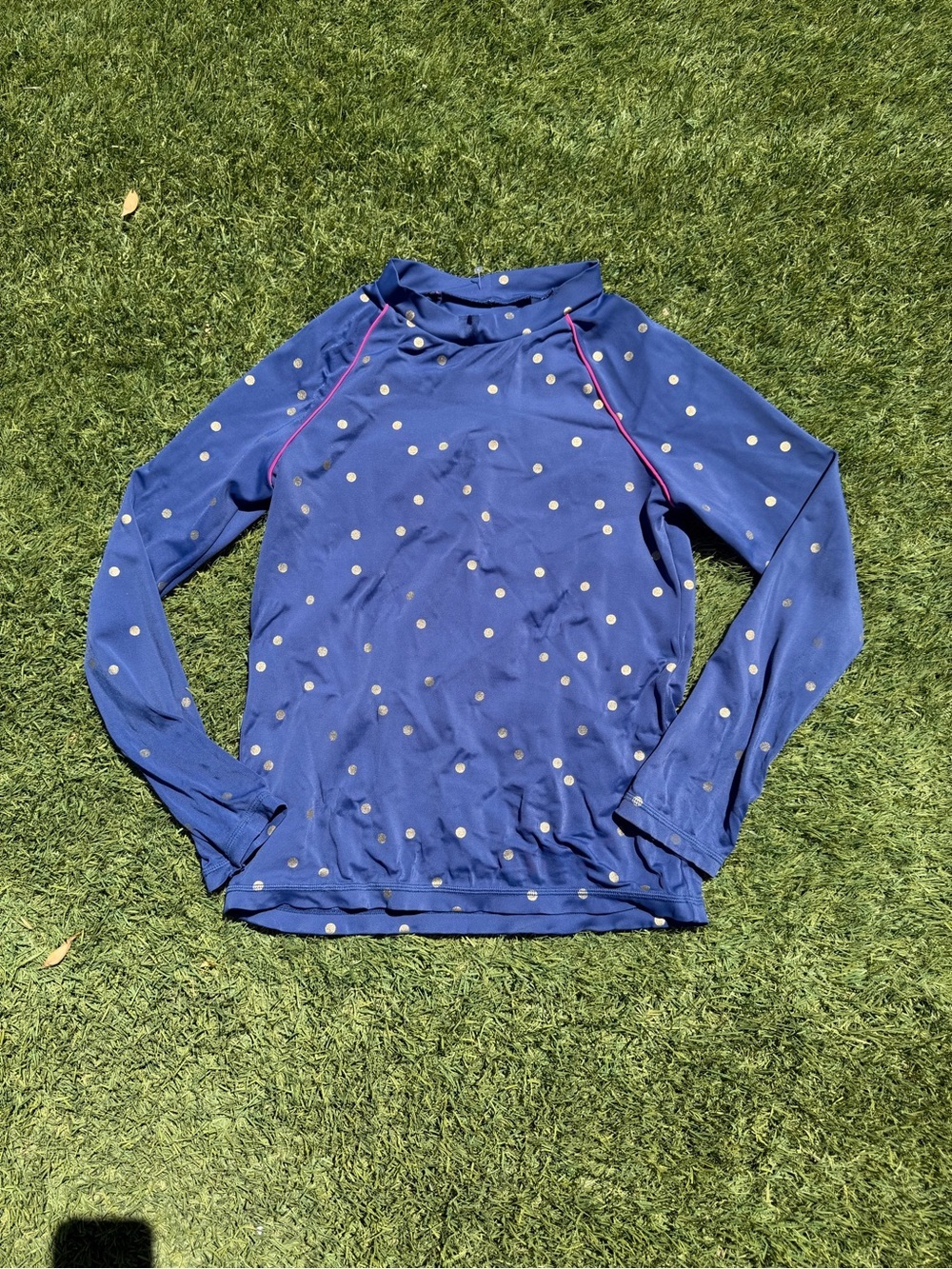 Boden Girls Long Sleeve Rash Guard Blue Gold Size 11-12y